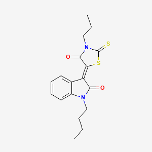 molecular formula C18H20N2O2S2 B4633312 (3Z)-1-butyl-3-(4-oxo-3-propyl-2-thioxo-1,3-thiazolidin-5-ylidene)-1,3-dihydro-2H-indol-2-one 