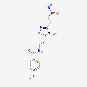 molecular formula C16H21N5O3S B4633370 N-(2-{5-[(2-amino-2-oxoethyl)sulfanyl]-4-ethyl-4H-1,2,4-triazol-3-yl}ethyl)-4-methoxybenzamide 