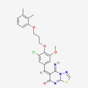 molecular formula C24H23ClN4O4S B4633407 (6E)-6-[[3-chloro-4-[3-(2,3-dimethylphenoxy)propoxy]-5-methoxyphenyl]methylidene]-5-imino-[1,3,4]thiadiazolo[3,2-a]pyrimidin-7-one 