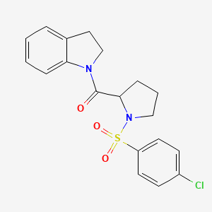 molecular formula C19H19ClN2O3S B4633425 1-{1-[(4-chlorophenyl)sulfonyl]prolyl}indoline 