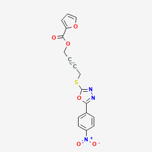 molecular formula C17H11N3O6S B4633444 4-{[5-(4-nitrophenyl)-1,3,4-oxadiazol-2-yl]thio}-2-butyn-1-yl 2-furoate 