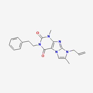 molecular formula C20H21N5O2 B4633529 8-allyl-1,7-dimethyl-3-phenethyl-1H-imidazo[2,1-f]purine-2,4(3H,8H)-dione 