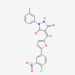 molecular formula C21H14ClN3O5 B4633556 4-{[5-(4-chloro-3-nitrophenyl)-2-furyl]methylene}-1-(3-methylphenyl)-3,5-pyrazolidinedione 