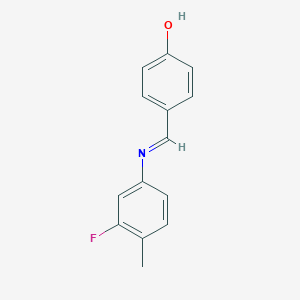 molecular formula C14H12FNO B463358 4-{[(3-Fluoro-4-methylphenyl)imino]methyl}phenol 