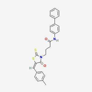 molecular formula C27H24N2O2S2 B4633580 N-4-biphenylyl-4-[5-(4-methylbenzylidene)-4-oxo-2-thioxo-1,3-thiazolidin-3-yl]butanamide 