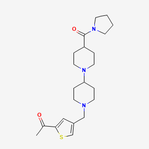 molecular formula C22H33N3O2S B4633643 1-(4-{[4-(1-pyrrolidinylcarbonyl)-1,4'-bipiperidin-1'-yl]methyl}-2-thienyl)ethanone 