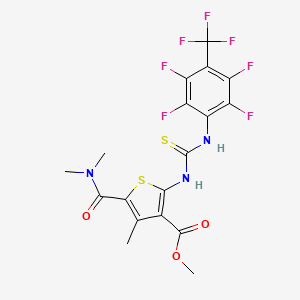 molecular formula C18H14F7N3O3S2 B4633644 methyl 5-[(dimethylamino)carbonyl]-4-methyl-2-[({[2,3,5,6-tetrafluoro-4-(trifluoromethyl)phenyl]amino}carbonothioyl)amino]-3-thiophenecarboxylate 