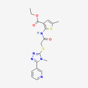 molecular formula C18H19N5O3S2 B4633645 ethyl 5-methyl-2-[({[4-methyl-5-(3-pyridinyl)-4H-1,2,4-triazol-3-yl]thio}acetyl)amino]-3-thiophenecarboxylate 