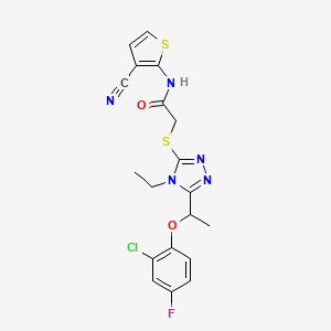 2-({5-[1-(2-chloro-4-fluorophenoxy)ethyl]-4-ethyl-4H-1,2,4-triazol-3-yl}thio)-N-(3-cyano-2-thienyl)acetamide