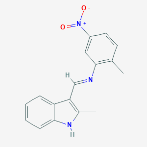 molecular formula C17H15N3O2 B463372 3-[({5-nitro-2-methylphenyl}imino)methyl]-2-methyl-1H-indole 