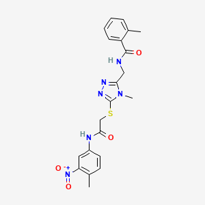 molecular formula C21H22N6O4S B4633852 2-methyl-N-{[4-methyl-5-({2-[(4-methyl-3-nitrophenyl)amino]-2-oxoethyl}sulfanyl)-4H-1,2,4-triazol-3-yl]methyl}benzamide 