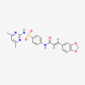 molecular formula C22H20N4O5S B4633910 (E)-3-(1,3-BENZODIOXOL-5-YL)-N~1~-(4-{[(4,6-DIMETHYL-2-PYRIMIDINYL)AMINO]SULFONYL}PHENYL)-2-PROPENAMIDE 