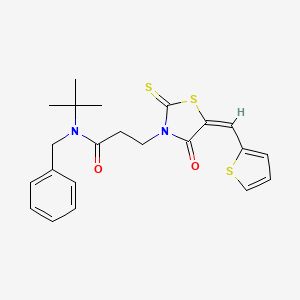 N-benzyl-N-tert-butyl-3-[(5E)-4-oxo-2-sulfanylidene-5-(thiophen-2-ylmethylidene)-1,3-thiazolidin-3-yl]propanamide