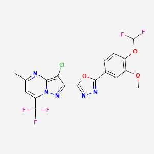 2-[3-chloro-5-methyl-7-(trifluoromethyl)pyrazolo[1,5-a]pyrimidin-2-yl]-5-[4-(difluoromethoxy)-3-methoxyphenyl]-1,3,4-oxadiazole