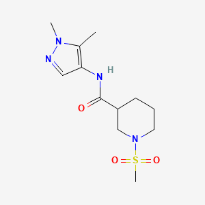 molecular formula C12H20N4O3S B4634071 N-(1,5-dimethyl-1H-pyrazol-4-yl)-1-(methylsulfonyl)-3-piperidinecarboxamide 