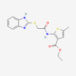 molecular formula C17H17N3O3S2 B4634081 ethyl 2-{[(1H-benzimidazol-2-ylthio)acetyl]amino}-5-methyl-3-thiophenecarboxylate 