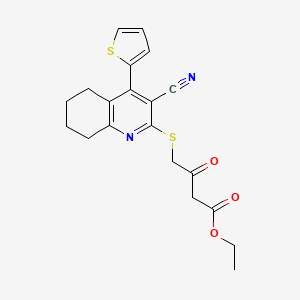 Ethyl 4-{[3-cyano-4-(thiophen-2-yl)-5,6,7,8-tetrahydroquinolin-2-yl]sulfanyl}-3-oxobutanoate