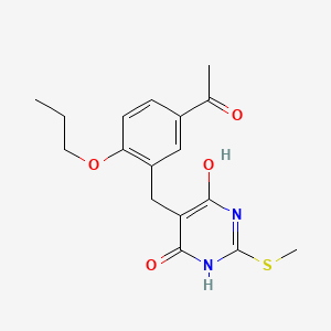 1-(3-{[4,6-dihydroxy-2-(methylsulfanyl)pyrimidin-5-yl]methyl}-4-propoxyphenyl)ethanone