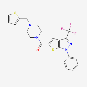 molecular formula C22H19F3N4OS2 B4634185 [1-PHENYL-3-(TRIFLUOROMETHYL)-1H-THIENO[2,3-C]PYRAZOL-5-YL][4-(2-THIENYLMETHYL)PIPERAZINO]METHANONE 