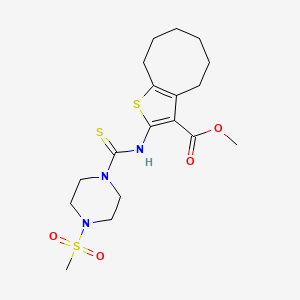 molecular formula C18H27N3O4S3 B4634258 methyl 2-({[4-(methylsulfonyl)-1-piperazinyl]carbonothioyl}amino)-4,5,6,7,8,9-hexahydrocycloocta[b]thiophene-3-carboxylate 