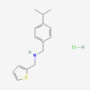 molecular formula C15H20ClNS B4634303 1-(4-propan-2-ylphenyl)-N-(thiophen-2-ylmethyl)methanamine;hydrochloride 