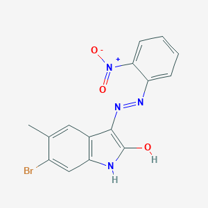 molecular formula C15H11BrN4O3 B463432 6-bromo-5-methyl-3-[(2-nitrophenyl)hydrazono]-1,3-dihydro-2H-indol-2-one 