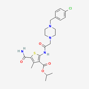 molecular formula C23H29ClN4O4S B4634389 isopropyl 5-(aminocarbonyl)-2-({[4-(4-chlorobenzyl)-1-piperazinyl]acetyl}amino)-4-methyl-3-thiophenecarboxylate 