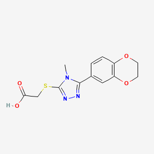 {[5-(2,3-dihydro-1,4-benzodioxin-6-yl)-4-methyl-4H-1,2,4-triazol-3-yl]sulfanyl}acetic acid