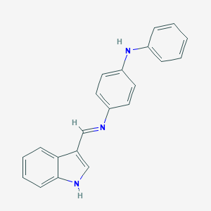 molecular formula C21H17N3 B463441 N-(4-anilinophenyl)-N-(1H-indol-3-ylmethylene)amine 