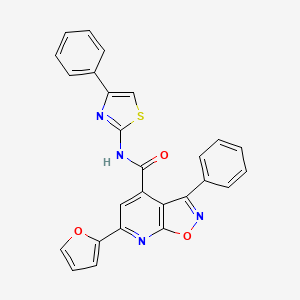 6-(furan-2-yl)-3-phenyl-N-(4-phenyl-1,3-thiazol-2-yl)-[1,2]oxazolo[5,4-b]pyridine-4-carboxamide