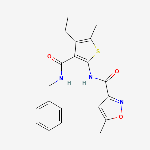 molecular formula C20H21N3O3S B4634493 N-[3-(benzylcarbamoyl)-4-ethyl-5-methylthiophen-2-yl]-5-methyl-1,2-oxazole-3-carboxamide 