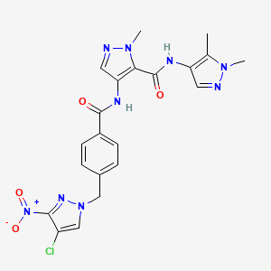 4-({4-[(4-CHLORO-3-NITRO-1H-PYRAZOL-1-YL)METHYL]BENZOYL}AMINO)-N~5~-(1,5-DIMETHYL-1H-PYRAZOL-4-YL)-1-METHYL-1H-PYRAZOLE-5-CARBOXAMIDE