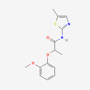 molecular formula C14H16N2O3S B4634596 2-(2-methoxyphenoxy)-N-(5-methyl-1,3-thiazol-2-yl)propanamide 