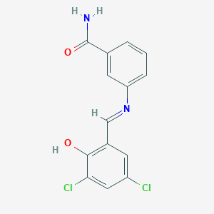 molecular formula C14H10Cl2N2O2 B463471 3-[(3,5-Dichloro-2-hydroxybenzylidene)amino]benzamide 