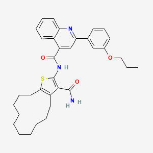 molecular formula C34H39N3O3S B4634791 N-[3-(aminocarbonyl)-4,5,6,7,8,9,10,11,12,13-decahydrocyclododeca[b]thien-2-yl]-2-(3-propoxyphenyl)-4-quinolinecarboxamide 