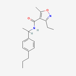 molecular formula C18H24N2O2 B4634833 3-ethyl-5-methyl-N-[1-(4-propylphenyl)ethyl]-1,2-oxazole-4-carboxamide 