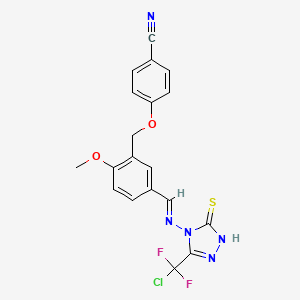 molecular formula C19H14ClF2N5O2S B4634853 4-({5-[({3-[CHLORO(DIFLUORO)METHYL]-5-SULFANYL-4H-1,2,4-TRIAZOL-4-YL}IMINO)METHYL]-2-METHOXYBENZYL}OXY)BENZONITRILE 