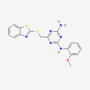 6-[(1,3-benzothiazol-2-ylsulfanyl)methyl]-N-(2-methoxyphenyl)-1,3,5-triazine-2,4-diamine