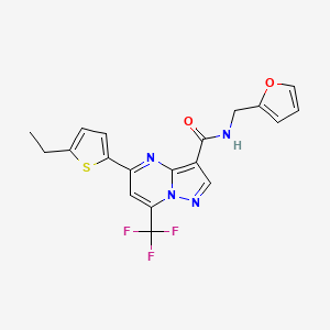 molecular formula C19H15F3N4O2S B4634945 5-(5-ETHYL-2-THIENYL)-N~3~-(2-FURYLMETHYL)-7-(TRIFLUOROMETHYL)PYRAZOLO[1,5-A]PYRIMIDINE-3-CARBOXAMIDE 