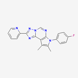 molecular formula C20H15FN6 B4634987 7-(4-fluorophenyl)-8,9-dimethyl-2-(2-pyridinyl)-7H-pyrrolo[3,2-e][1,2,4]triazolo[1,5-c]pyrimidine 