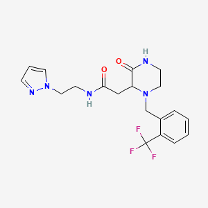 2-{3-oxo-1-[2-(trifluoromethyl)benzyl]-2-piperazinyl}-N-[2-(1H-pyrazol-1-yl)ethyl]acetamide