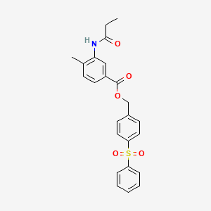 molecular formula C24H23NO5S B4635260 4-(phenylsulfonyl)benzyl 4-methyl-3-(propionylamino)benzoate 