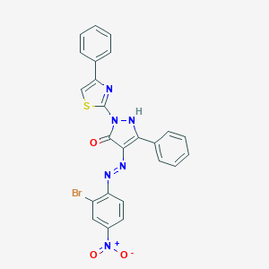 molecular formula C24H15BrN6O3S B463528 (4E)-3-phenyl-1-(4-phenyl-1,3-thiazol-2-yl)-1H-pyrazole-4,5-dione 4-[(2-bromo-4-nitrophenyl)hydrazone] 