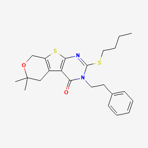 5-butylsulfanyl-12,12-dimethyl-4-(2-phenylethyl)-11-oxa-8-thia-4,6-diazatricyclo[7.4.0.02,7]trideca-1(9),2(7),5-trien-3-one