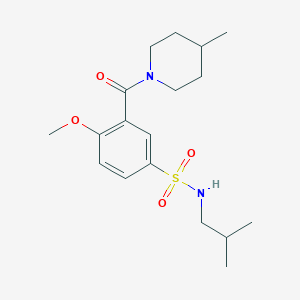 molecular formula C18H28N2O4S B4635350 N-isobutyl-4-methoxy-3-[(4-methyl-1-piperidinyl)carbonyl]benzenesulfonamide 