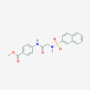 molecular formula C21H20N2O5S B4635351 methyl 4-{[N-methyl-N-(2-naphthylsulfonyl)glycyl]amino}benzoate 