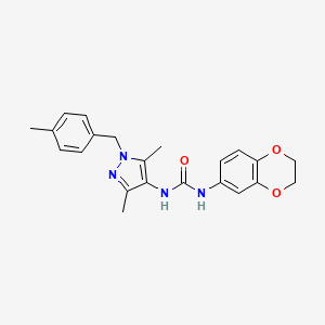 molecular formula C22H24N4O3 B4635395 N-(2,3-dihydro-1,4-benzodioxin-6-yl)-N'-[3,5-dimethyl-1-(4-methylbenzyl)-1H-pyrazol-4-yl]urea 