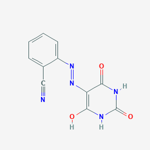 molecular formula C11H7N5O3 B463549 2-[2-(2,4,6-trioxotetrahydropyrimidin-5(2H)-ylidene)hydrazino]benzonitrile 
