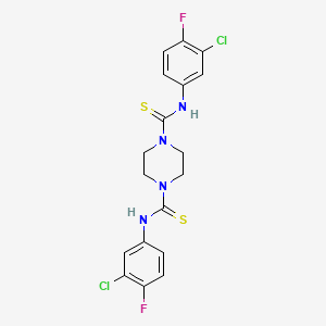 molecular formula C18H16Cl2F2N4S2 B4635511 N,N-BIS(3-CHLORO-4-FLUOROPHENYL)TETRAHYDRO-1,4-PYRAZINEDICARBOTHIOAMIDE 