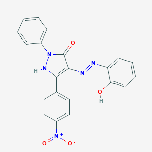 (4E)-4-[2-(2-hydroxyphenyl)hydrazinylidene]-5-(4-nitrophenyl)-2-phenyl-2,4-dihydro-3H-pyrazol-3-one